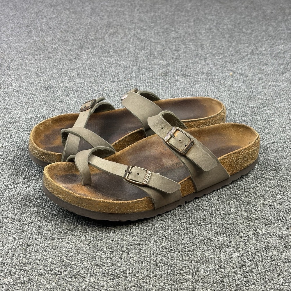Birkenstock Mayari Sandals Womens EU 37 US 6 Taupe Brown Toe Loop Comfort Slides